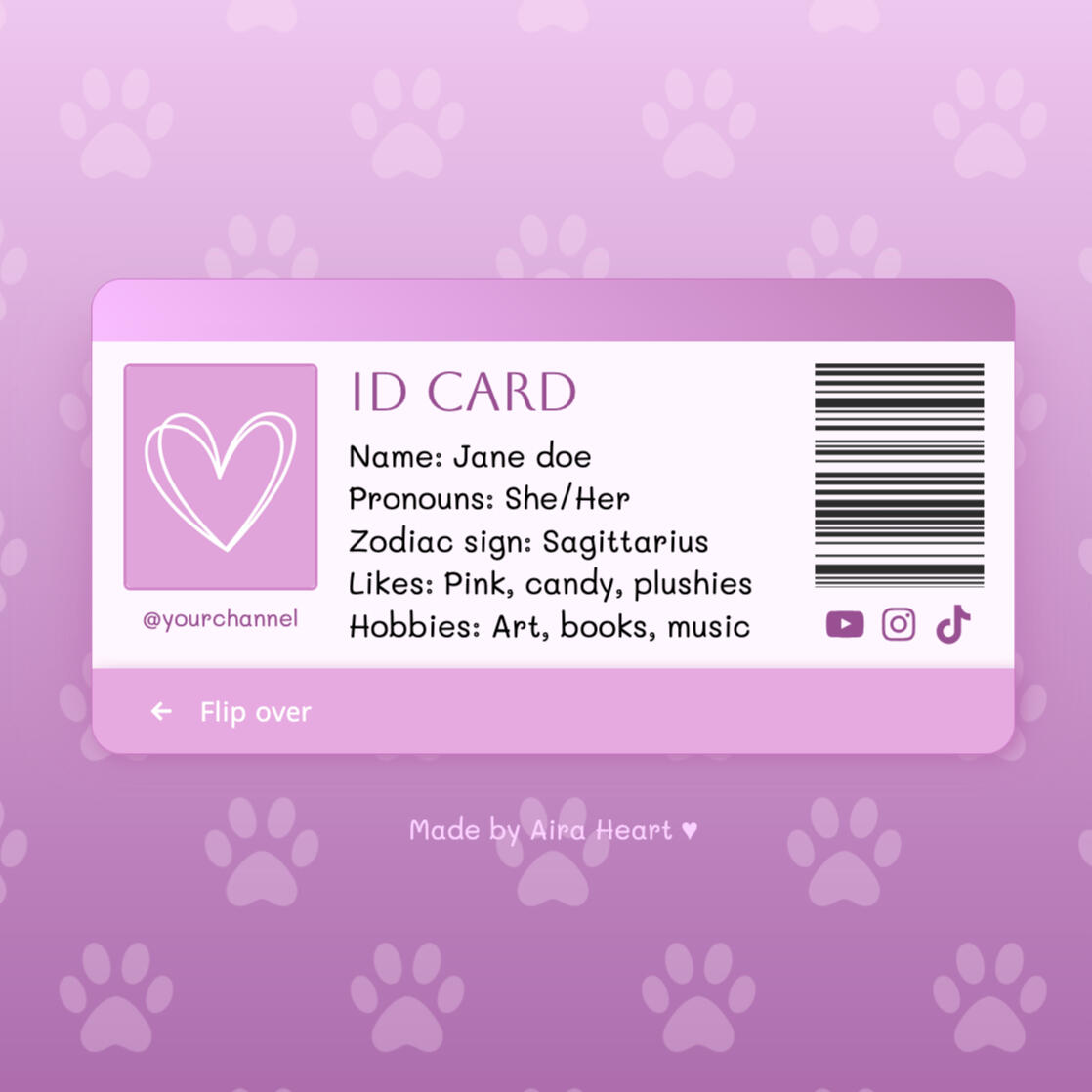 Cute Pink ID Card Carrd Template Cute Pink ID Card Carrd Template
